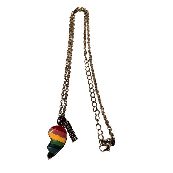 Friends Rainbow Split Heart Necklace Best Friends Forever Valentine Jewelry - Picture 2 of 4